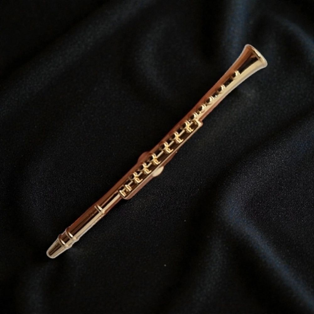 Gold Flute Brooch Pin Musician Gift NWT Classical Orchestra Band Concert Jewelry